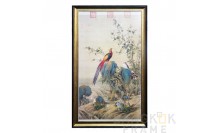 กรอบผ้าปักครอสติชใส่กรอบ กรอบรูปพวงดอกไม้ กรอบรูปนกยุงสไตล์จีน